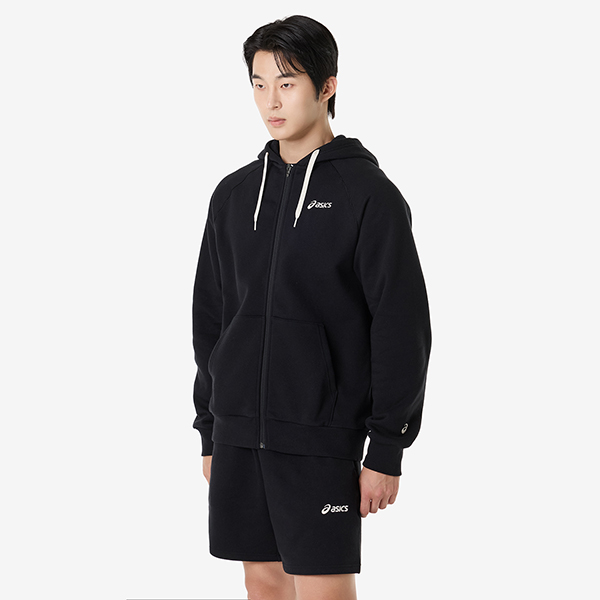 아식스 로고 플리스 풀집 후디 자켓