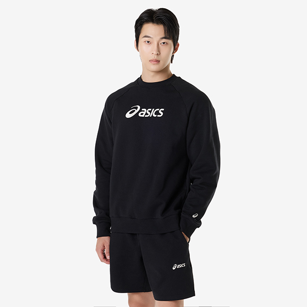 아식스 로고 플리스 크루넥 탑