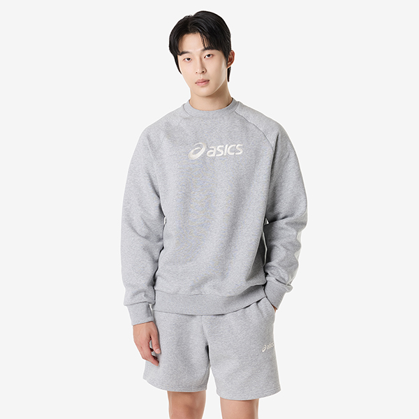 아식스 로고 플리스 크루넥 탑