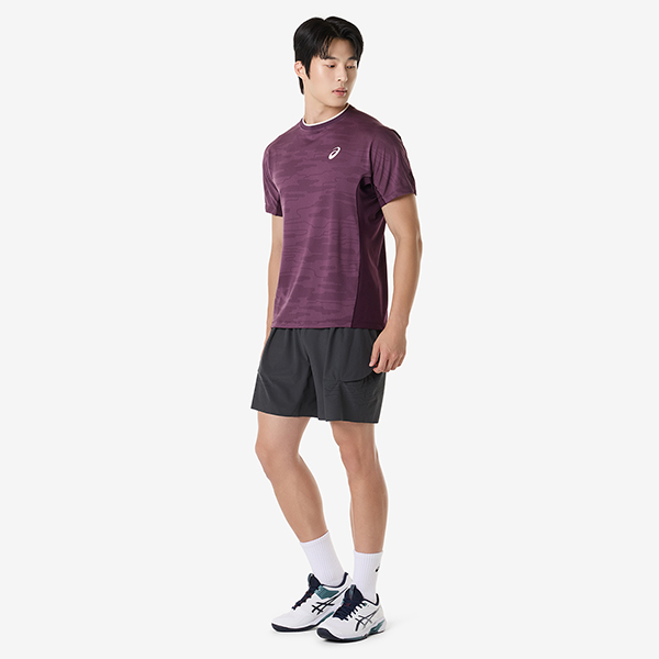 아식스 공식 온라인스토어,매치 자카드 숏슬리브 탑
