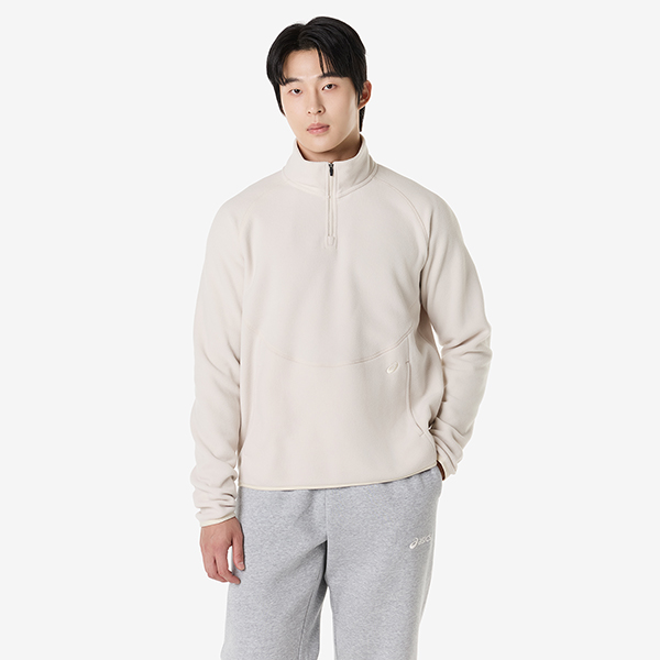리파인드 텍스쳐 플리스 하프집 롱슬리브 티셔츠